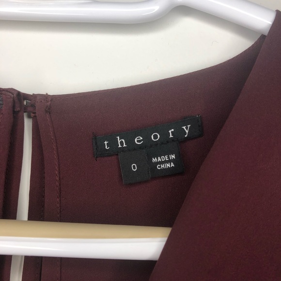 Theory 100% Silk Burgundy Dress with Pockets 0 - Picture 10 of 11